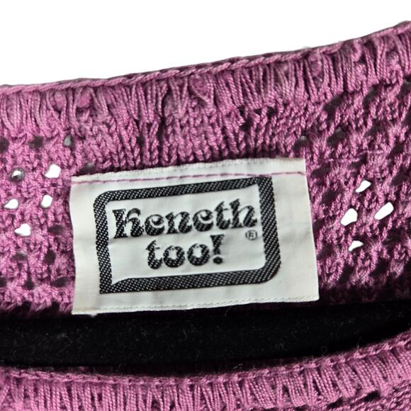 Purple Textured Knit Short Sleeve Sweater | Kenneth Too | Womens Small - Picture 5 of 10